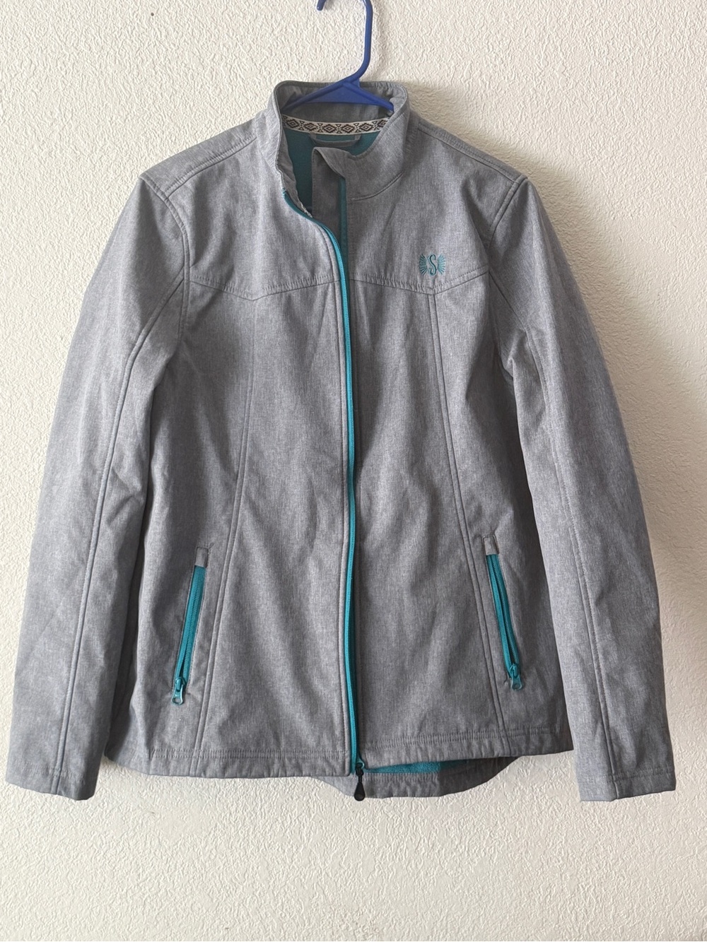 Shyanne Gray Teal Fleece softshell Jacket size Large